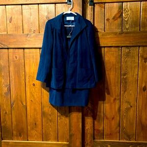 Vintage Vera Maxwell Ultra Suede Navy Skirt Suit Set